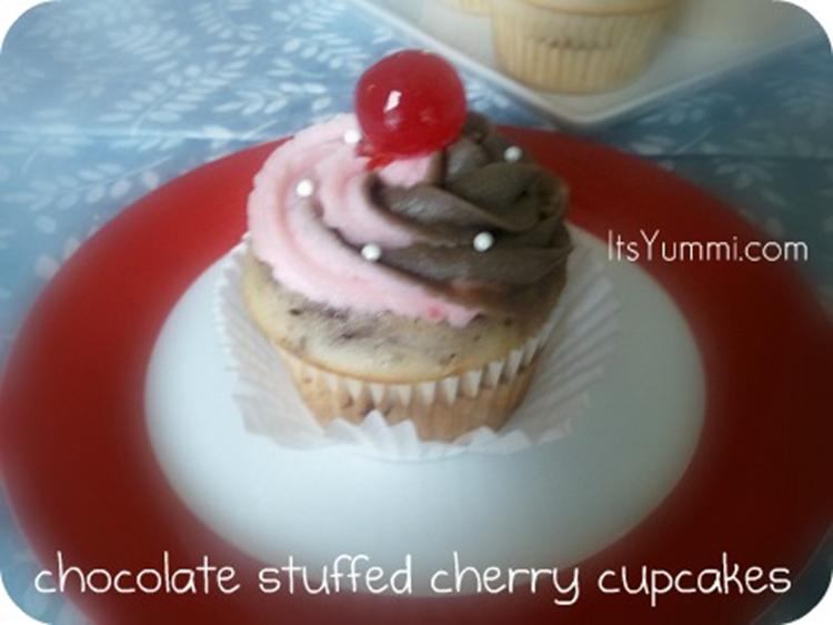 Chocolate Stuffed Cherry Cupcakes