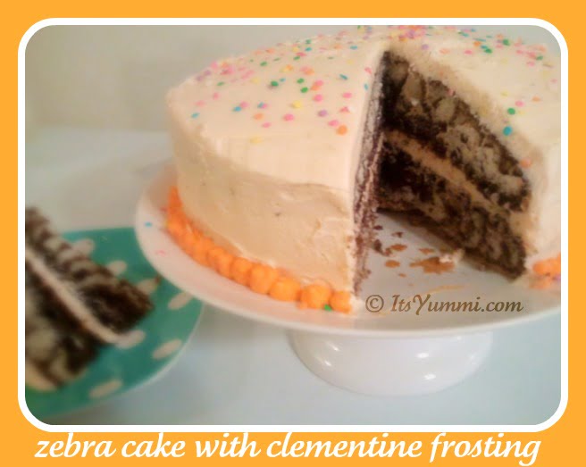 Zebra Cake with Clementine Frosting