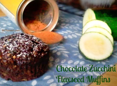 Chocolate Zucchini Flaxseed Muffins