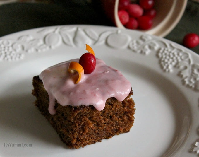 Orange Gingerbread Cake with Cranberry Cream Cheese Frosting