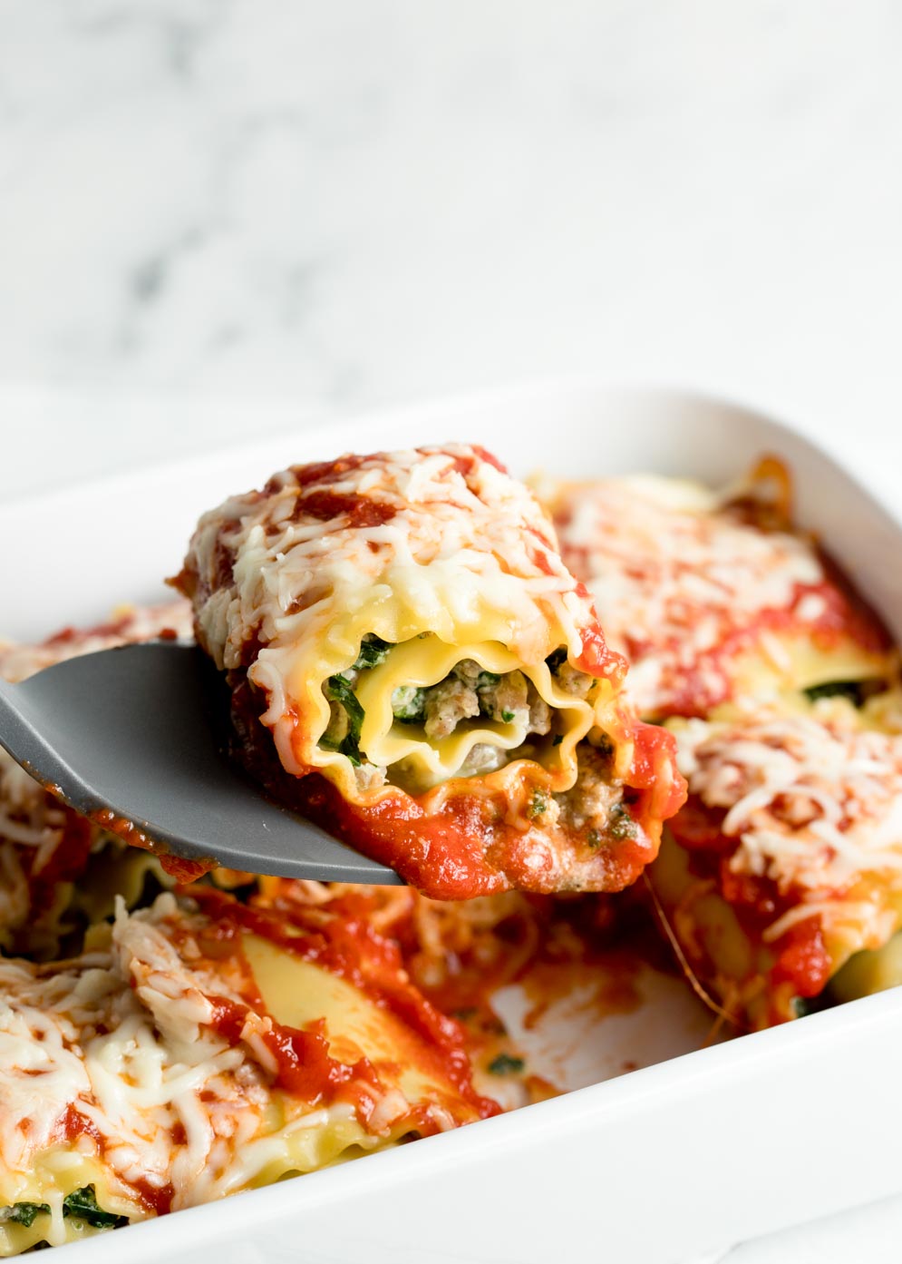 Lasagna Roll Ups with Sausage and Spinach