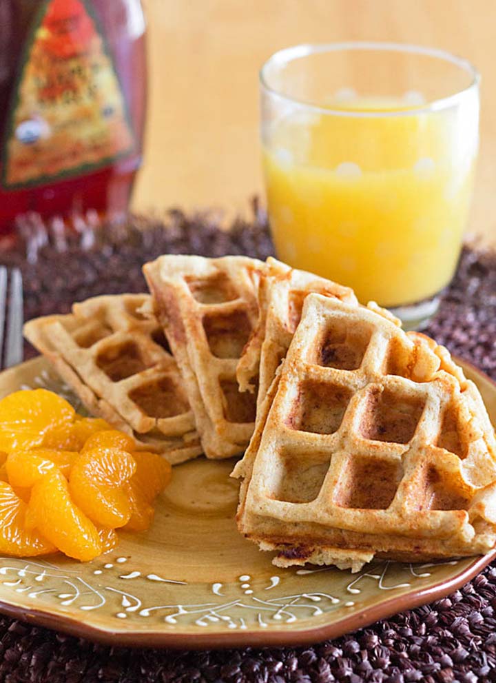 Whole Wheat Waffles made in the Blender